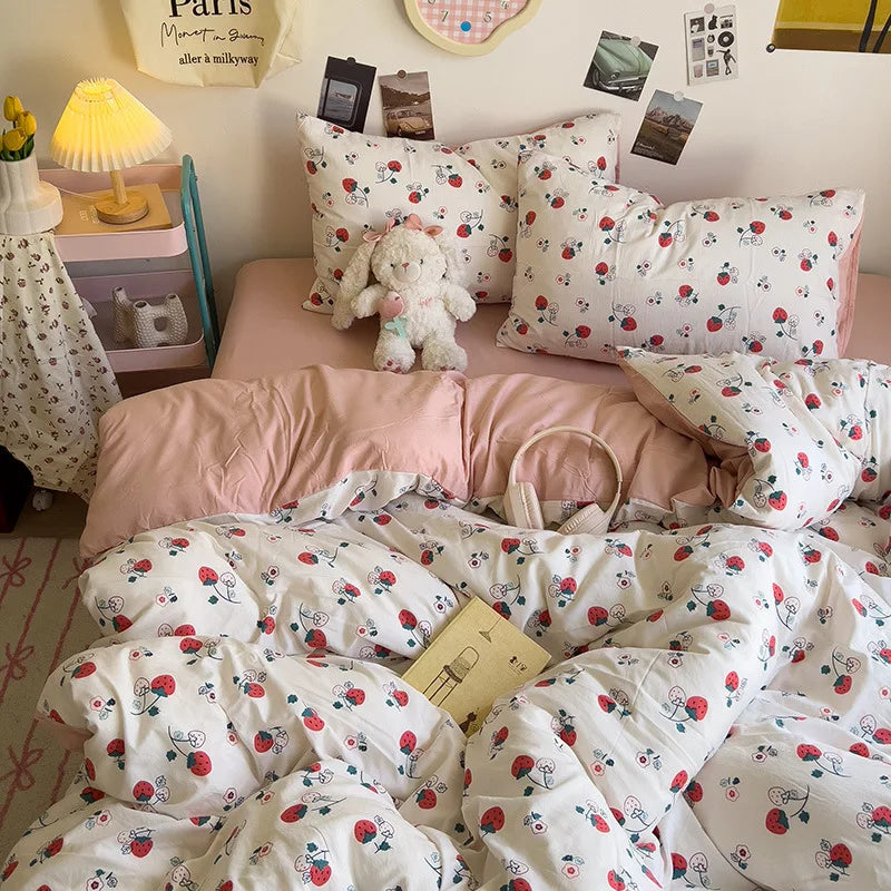 Afralia™ Korean Floral Print Single Duvet Cover: Sweet Comfort, All Seasons, Skin-Friendly