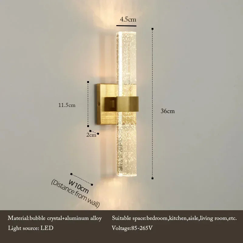 Afralia™ Bubble Crystal LED Wall Lamp: Modern Bathroom Living Room Bedroom Sconce Lighting