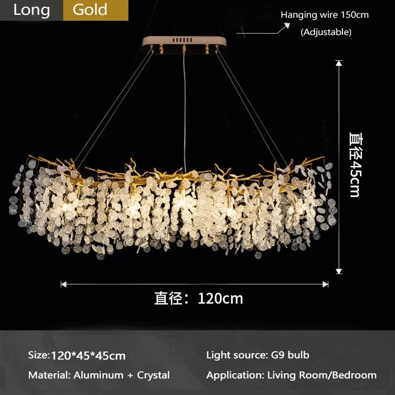 Afralia™ Luxe Crystal Ceiling Chandelier for Living Room - LED Indoor Lighting