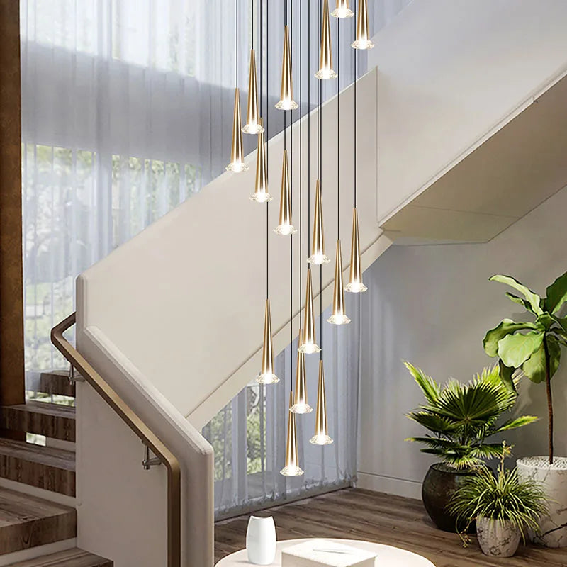 Afralia™ Crystal LED Stair Chandelier: Luxury Long Stair Lighting Fixture with Creative Island Design