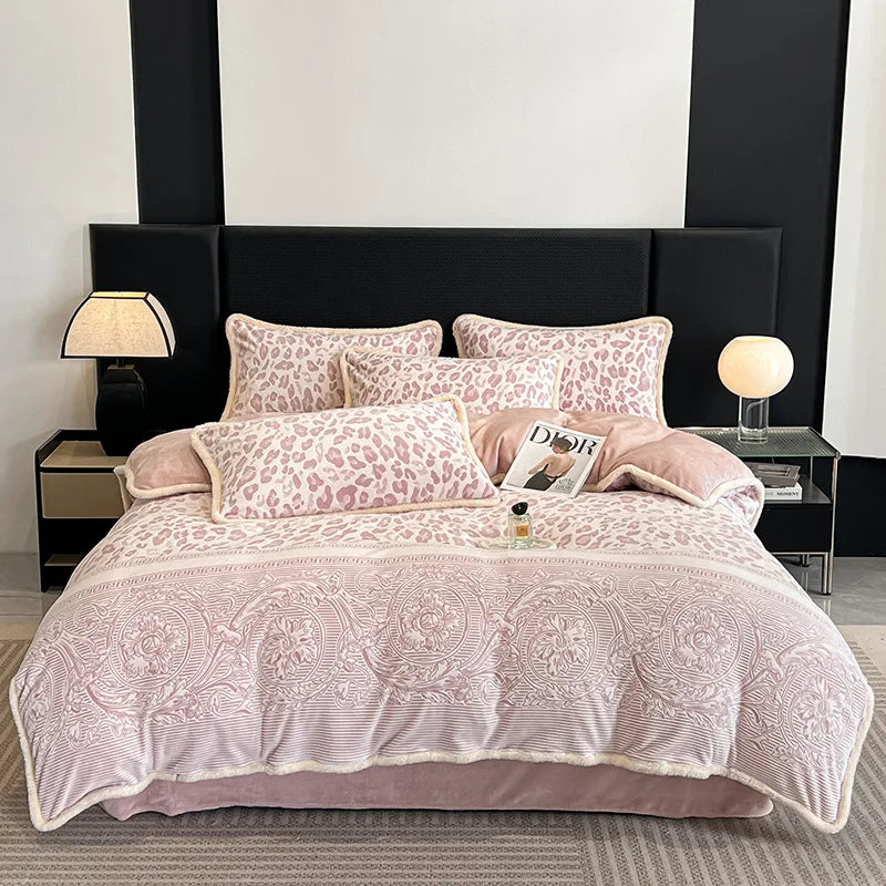 Afralia™ Luxe Rabbit Fur Edged Plush Duvet Cover: Winter Warmth & Cozy Luxury