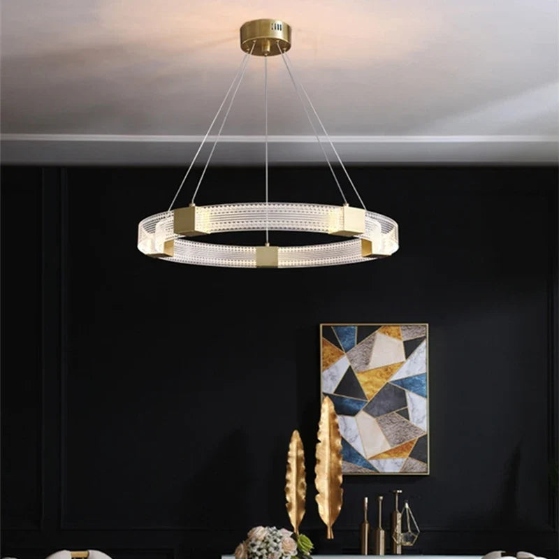 Afralia™ Nordic Oval Ceiling Chandelier Aluminum Acrylic Interior Pendant Light