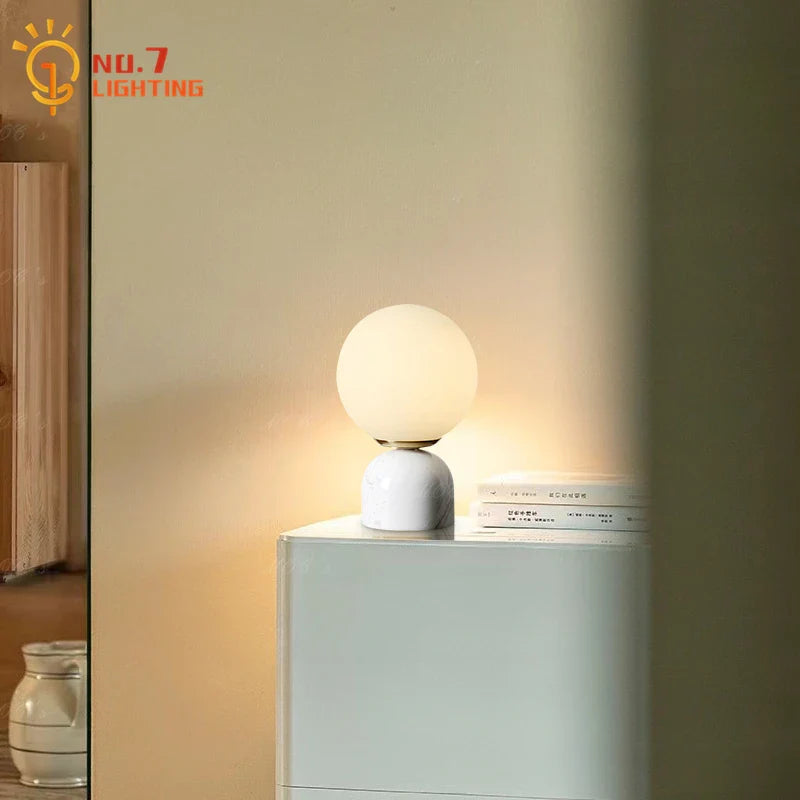 Afralia™ Cream Wind Marble Table Lamp LED G9 Simple Designer Desk Light