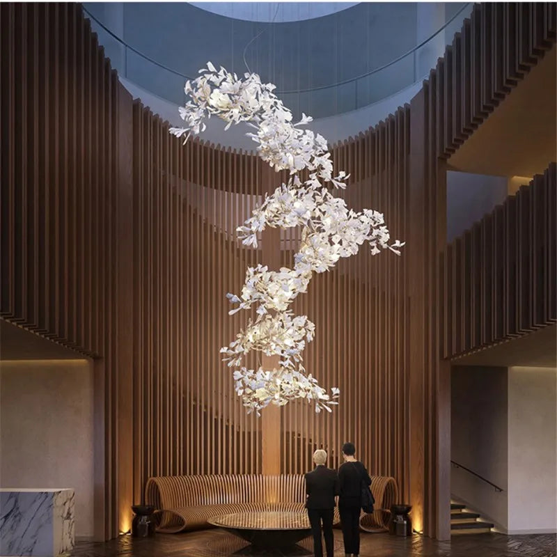 Afralia™ Nordic Ginkgo Branch Chandelier - Modern Crystal Luxury for Living Dining Staircase Lobby