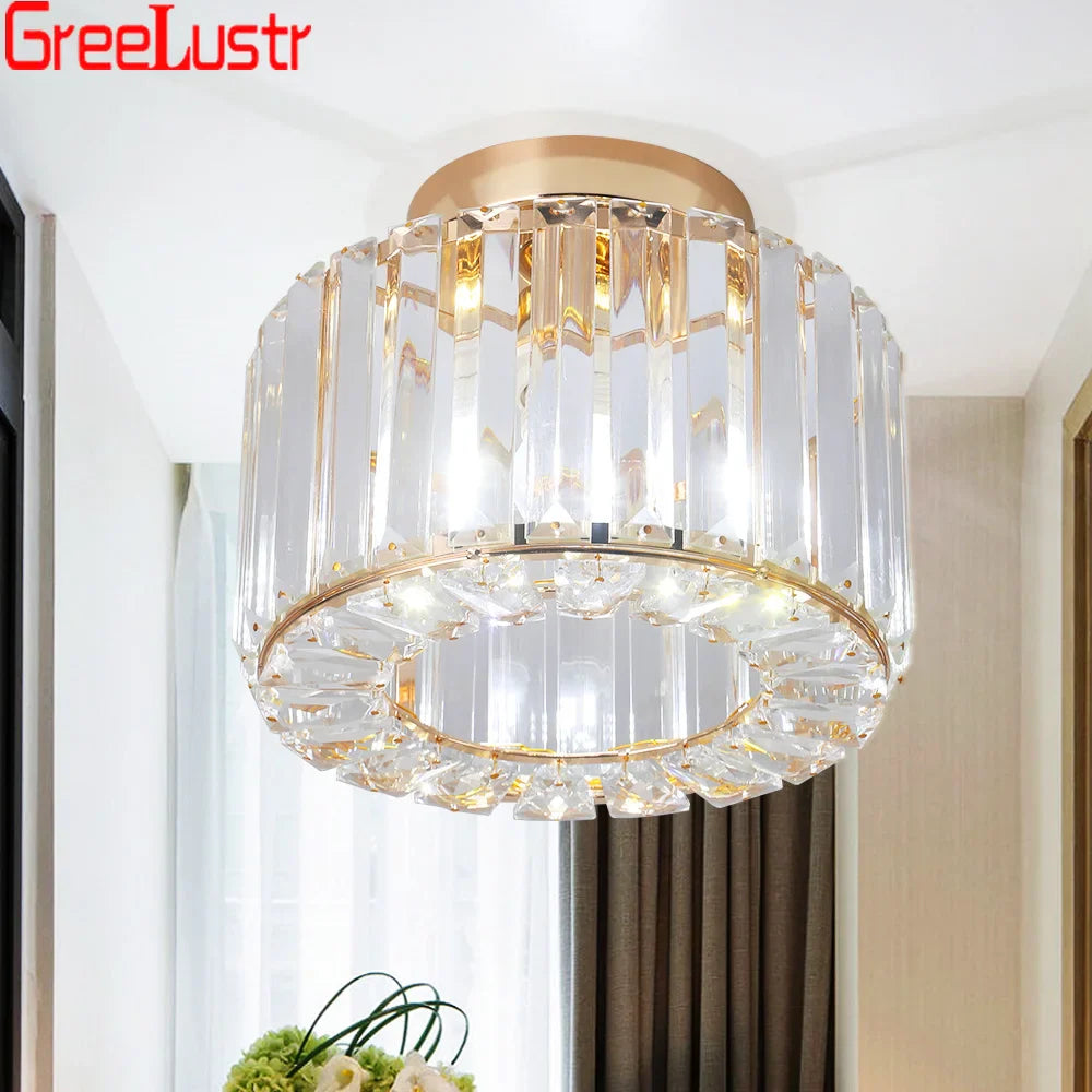 Afralia™ Modern Crystal Chandelier Flush Mount Ceiling Light for Bedroom Hallway Office