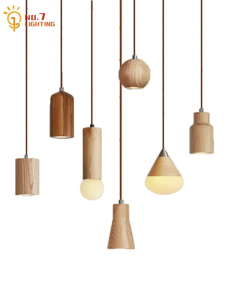 Afralia™ Wooden Pendant Lights LED E27 Minimalist Design for Kitchen, Dining Room, Bar