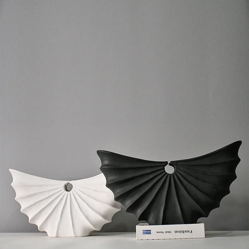 Afralia™ Geometric Scallop Ceramic Vase Sea Shell Handmade Flower Pot Home Decor