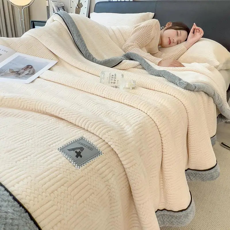 Afralia™ Light Luxury Velvet Plush Cotton Blanket