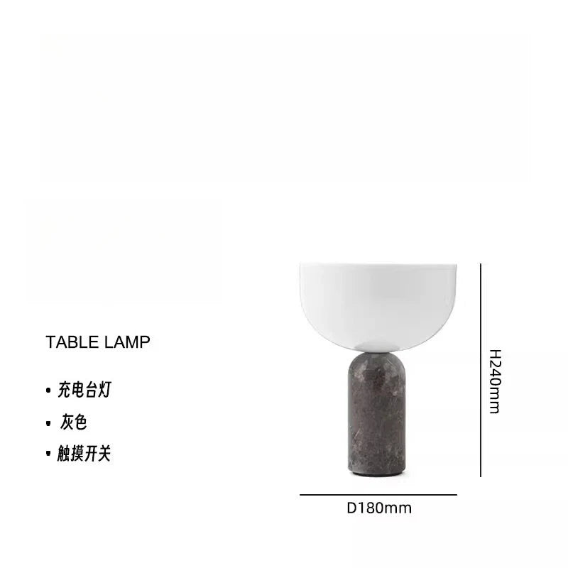 Afralia™ Marble Table Lamp Touch Switch USB Charging Desk Light Medieval Cream