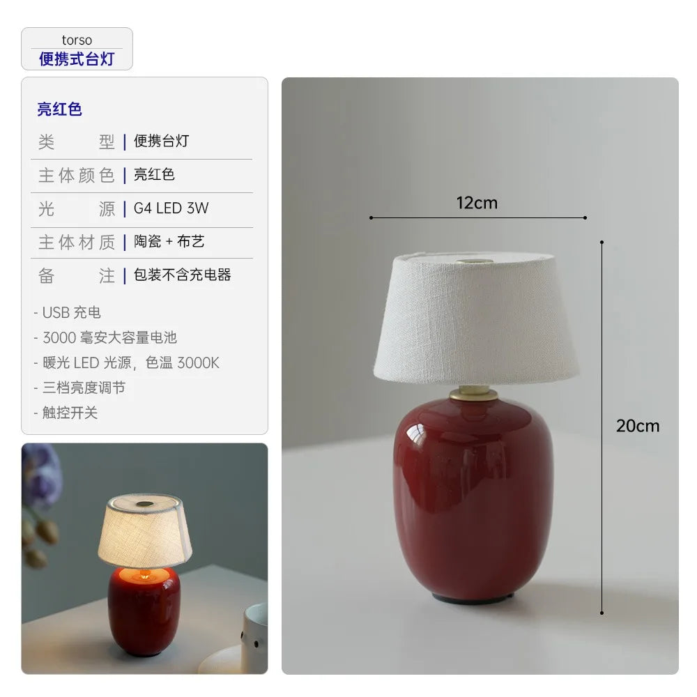 Afralia™ Retro Ceramics Table Lamp Touch Control LED Desk Light Home Decor
