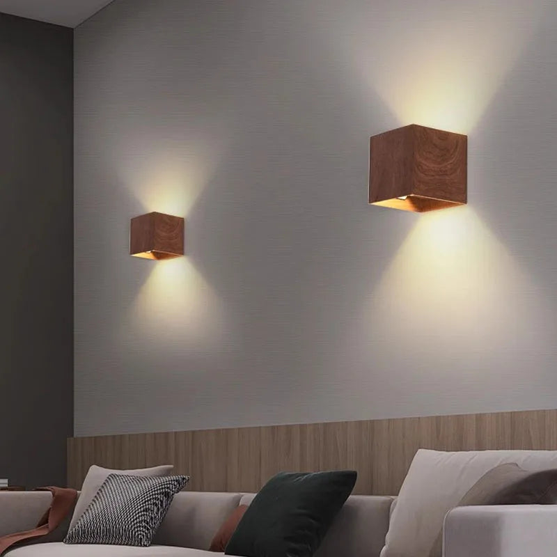 Afralia™ Walnut Wood LED Wall Lamp for Bedroom Living Room Study Staircase §