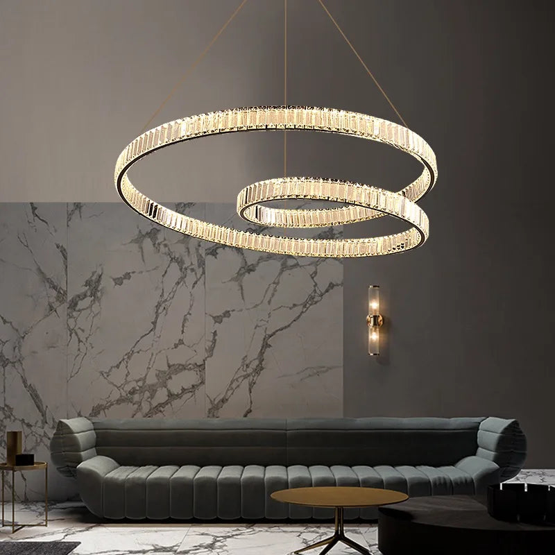 Afralia™ Crystal Chandelier LED Light Fixture, Luxury Decor Hanging Lamp, Modern Home Lighting