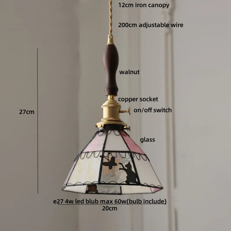 Afralia™ Tiffany Glass LED Pendant Light Kitchen Bar Cat Modern Hanging Lights