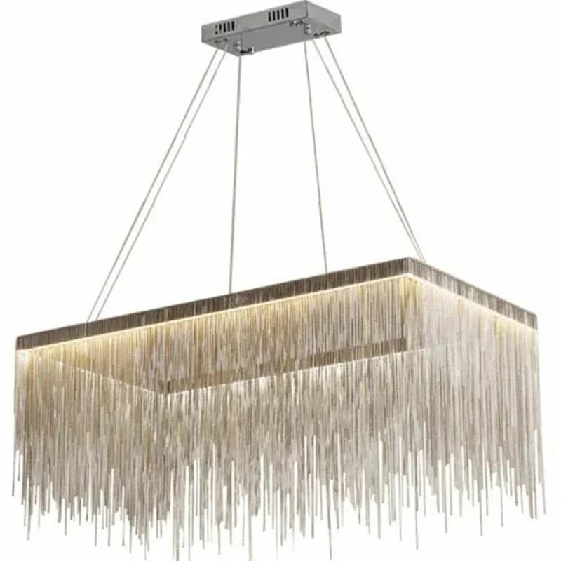 Afralia™ LED Aluminum Tassel Chandelier: Modern Dimmable Light for Living Room, Hotel, Hall