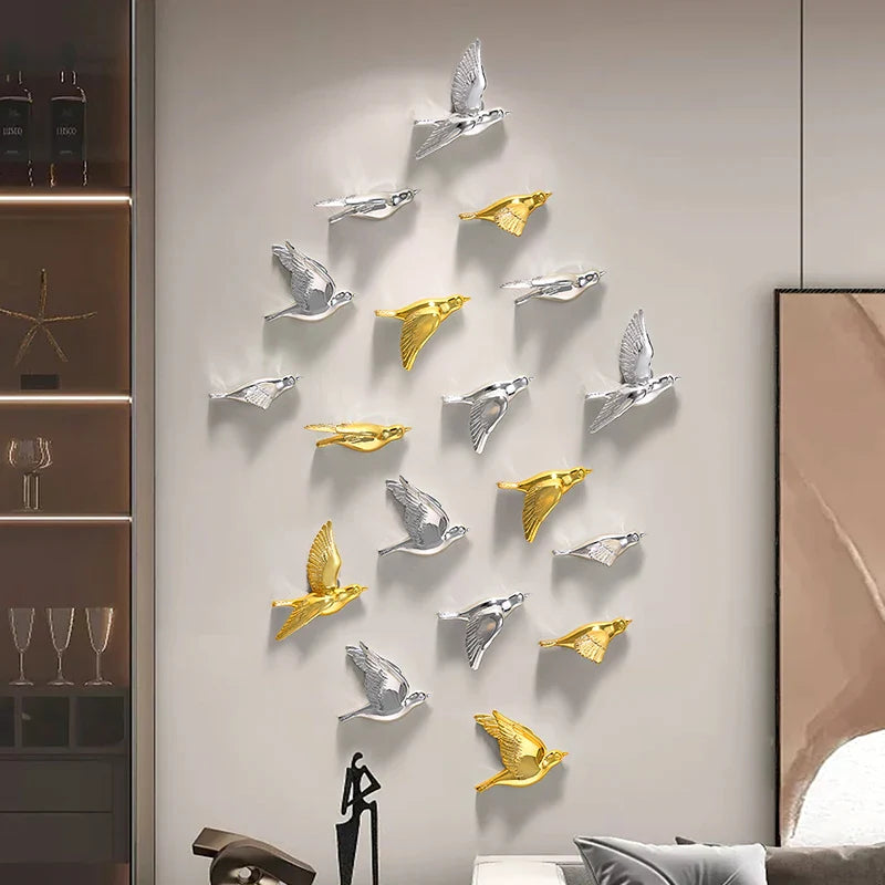 Afralia™ 3D Bird Resin Statue Wall Decor for Children's Room - Animal Figurine Ornament