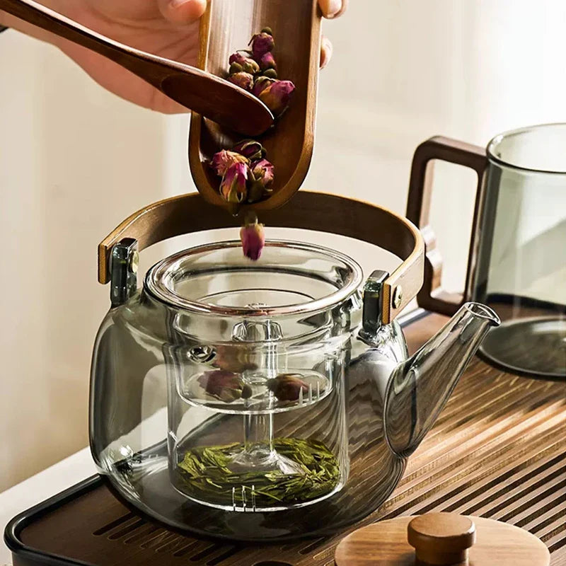 Afralia™ Transparent High-Temperature Teapot Tea Set with Tea Separator