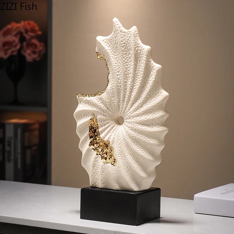 Afralia™ Gilded Ceramic Landscape Feng Shui Desk Ornament: Abstract Room Decor & Aesthetics