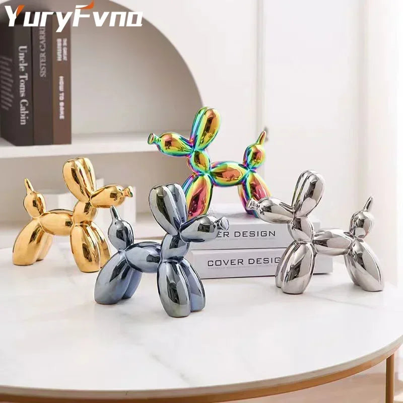 Afralia™ 22cm Balloon Dog Ceramic Sculpture Decor Statue Office Gift