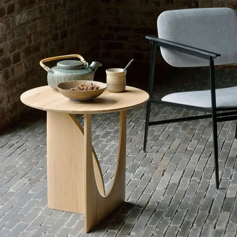Afralia™ Circular Walnut Wood Coffee Table for Living Room with Solid Nordic Design