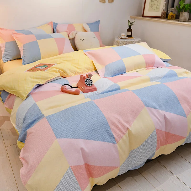 Afralia™ Cotton Printed Bedding Set: Thick & Cozy Single Bedclothes for Adults & Kids