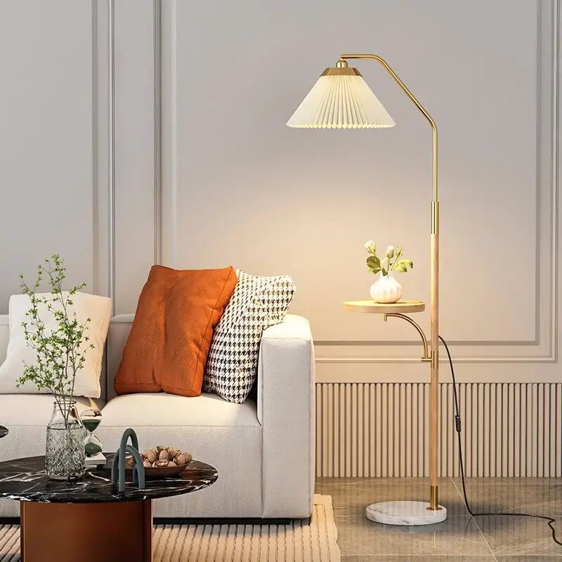 Afralia™ Marble Floor Lamp for Living Room Sofa Solid Wood Lighting Bedside Table Decoration