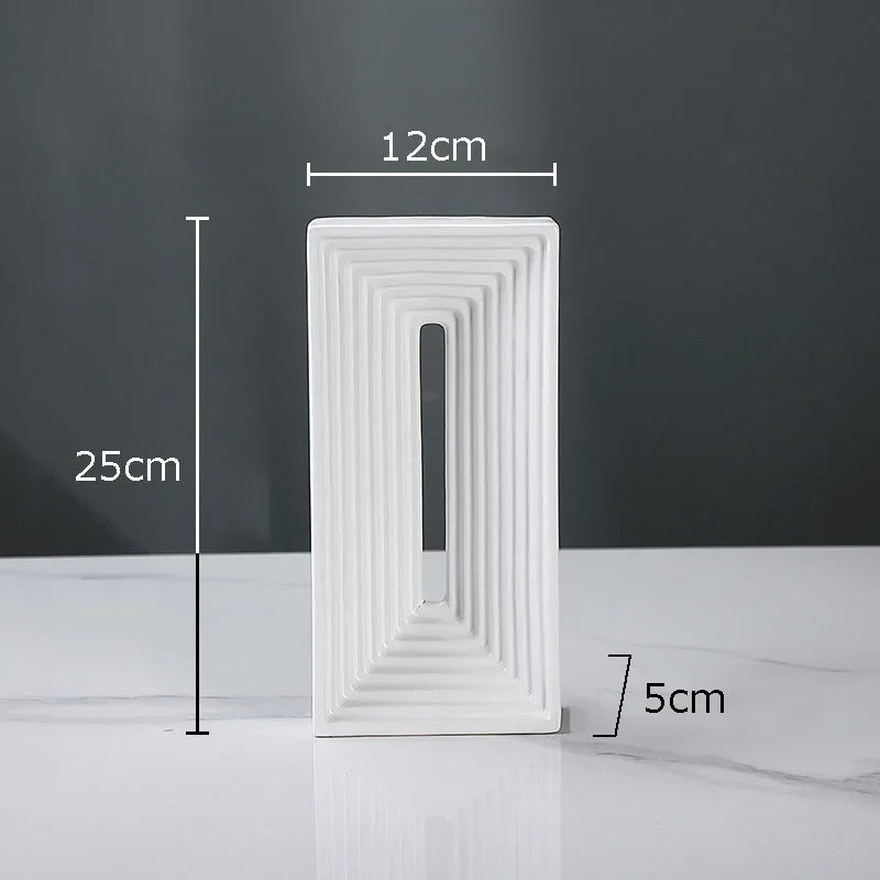 Ceramic Geometric Sculpture. Abstract Desk Decor. Afralia™ Square Arch Statue.