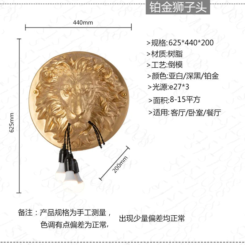 Afralia™ Nordic Lion Resin Wall Lamp for Home Decor