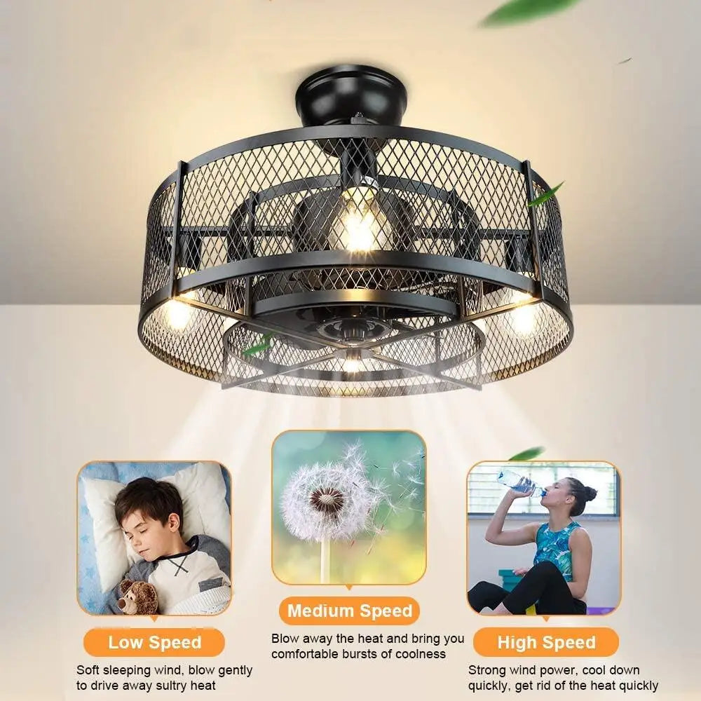 Afralia™ Nordic Ceiling Fan Light Three Colors Remote Control LED - 110V