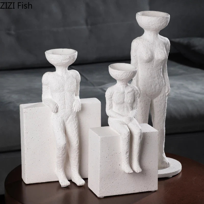Afralia™ Modern Ceramic Figures Sculpture for Desk Decoration and Room Aesthetic