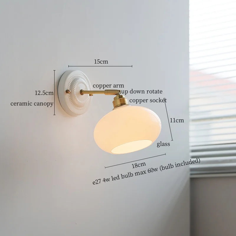 Afralia™ Pumpkin Glass LED Wall Lamps Up Down Rotate Copper Arm - Modern Nordic Wandlamp