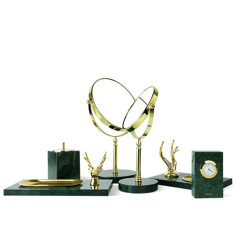 Afralia™ Marble Vanity Mirror Tray Luxury Bathroom Accessories