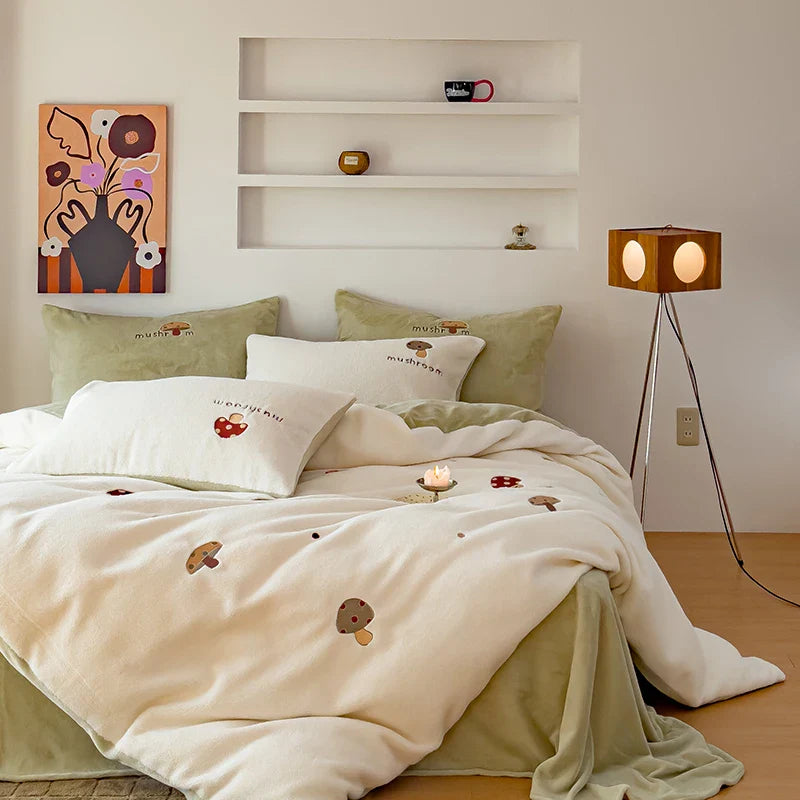 Afralia™ Embroidered Cashmere Winter Duvet Set | Queen Size Warm Bedding & Blanket Cover