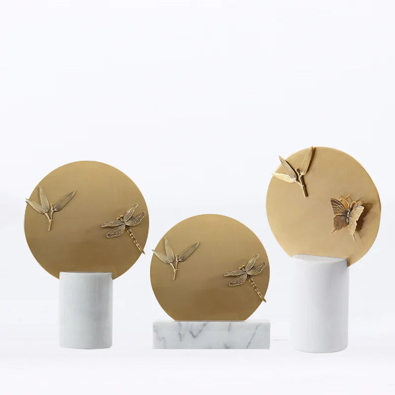Afralia™ Golden Geometric Circle Insect Figurine Set Home Decor