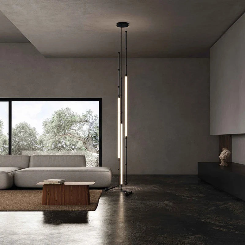 Afralia™ Linear Creative Chandelier: Nordic Italian Designer Modern Lighting for Living Room Lobby