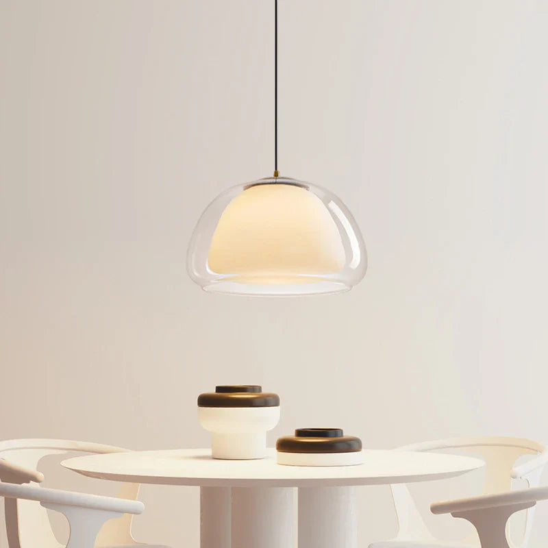 Afralia™ Modern Luxury Cream Glass Pendant Light for Living Room, Kitchen, Restaurant