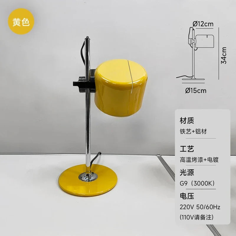 Afralia™ Mini Coupe LED Desk Lamp Iron Art Adjustable Lifting Black/White/Red/Yellow
