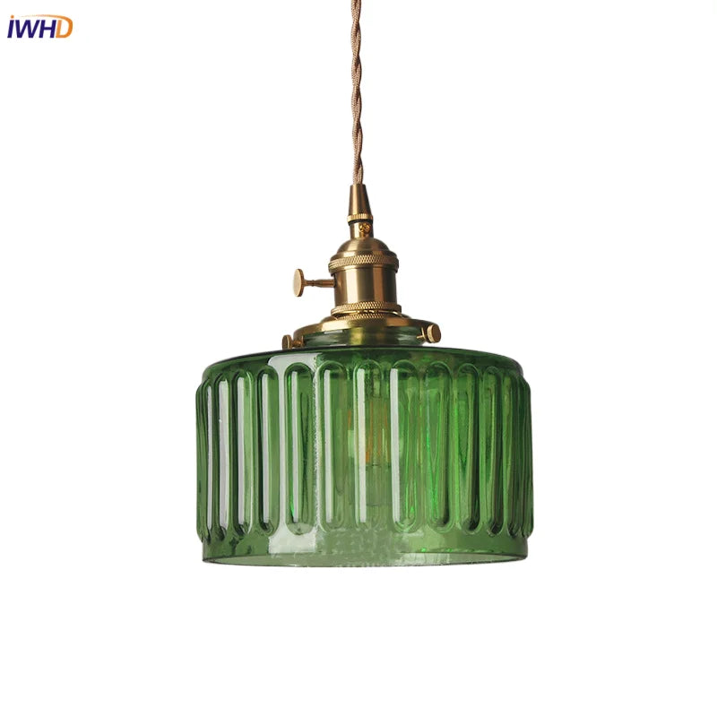 Afralia™ Green Glass LED Pendant Light: Nordic Modern Hanging Lamp for Dining & Bedroom