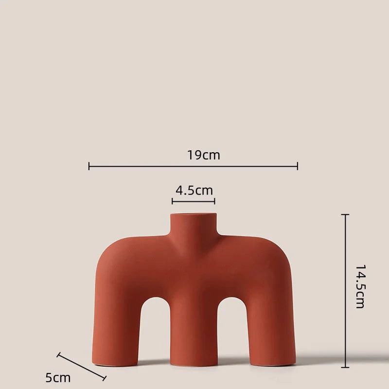 Afralia™ Geometric Ceramic Vase: Hollowed-out Letters Flower Arrangement Home Decor