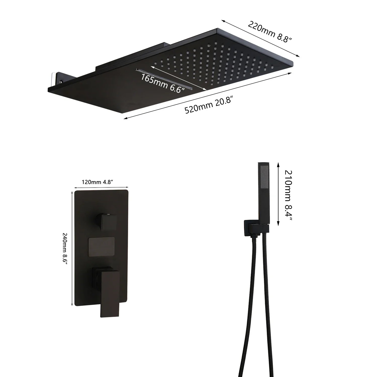 Afralia™ Matte Black Digital Shower Faucet Set with 3-Functions Rain Shower Head