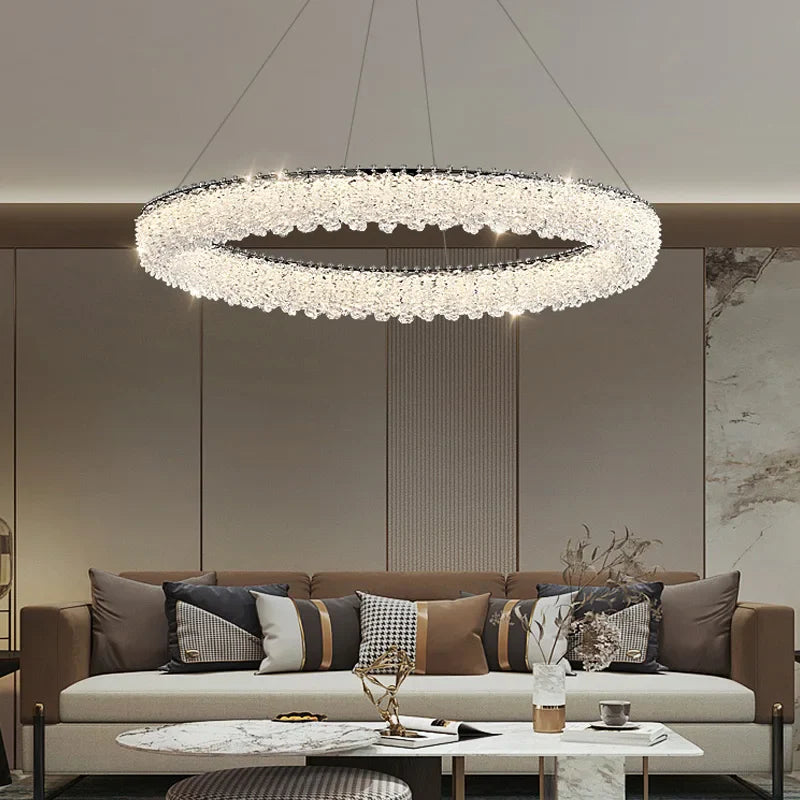 Afralia™ Crystal LED Chandelier Ceiling Light Modern Living Room Decor Pendant Lamp
