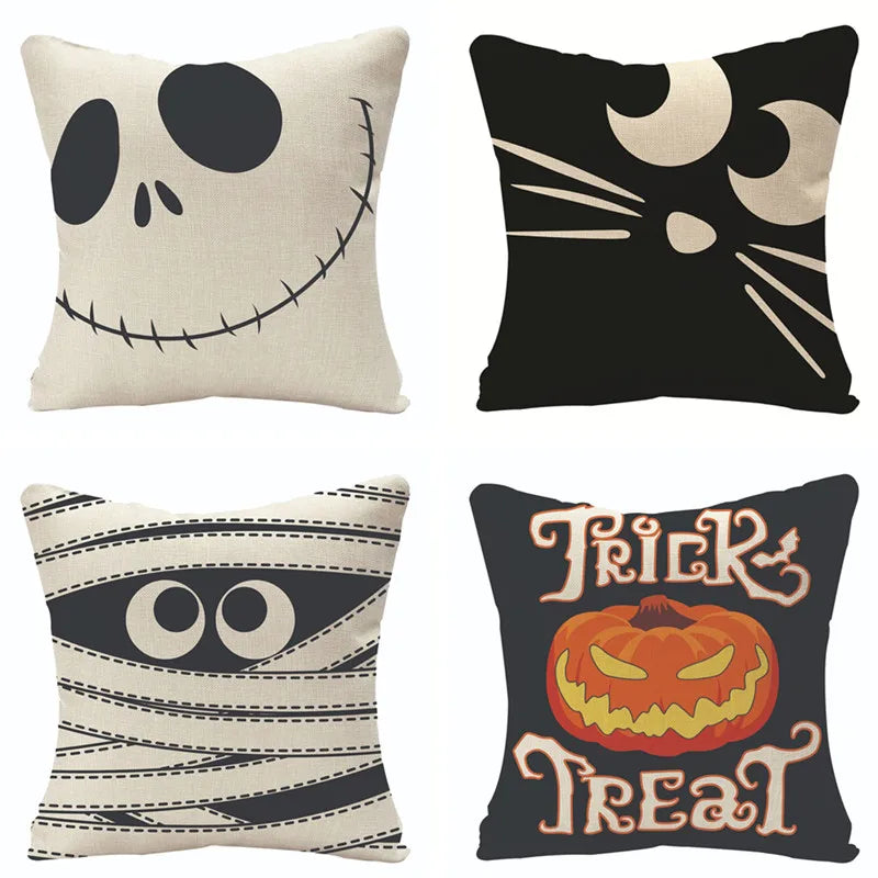 Afralia™ Halloween Linen Cushion Cover for Living Room Decor and Sofa - Trick or Treat