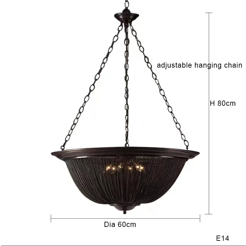 Afralia™ Black Tassel Ceiling Chandelier: Designer Dimmable Home Decor for Living Room