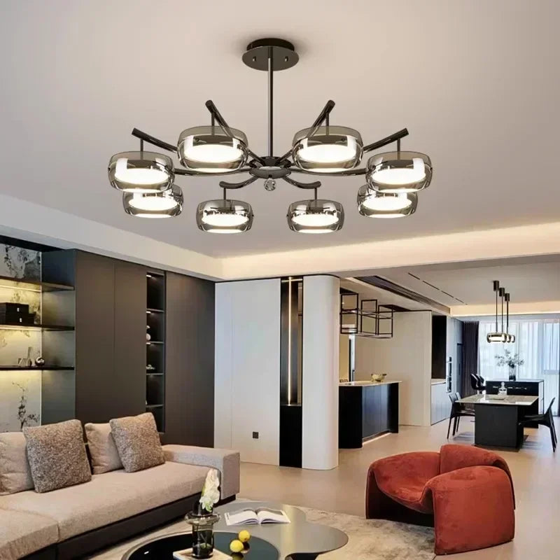 Afralia™ Modern Glass LED Chandelier for Home Decor - Hanging Light Fixture
