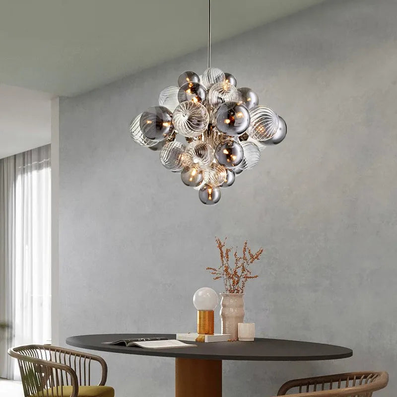 Afralia™ Silvery Glass Ball Chandelier for Home Decor Lighting