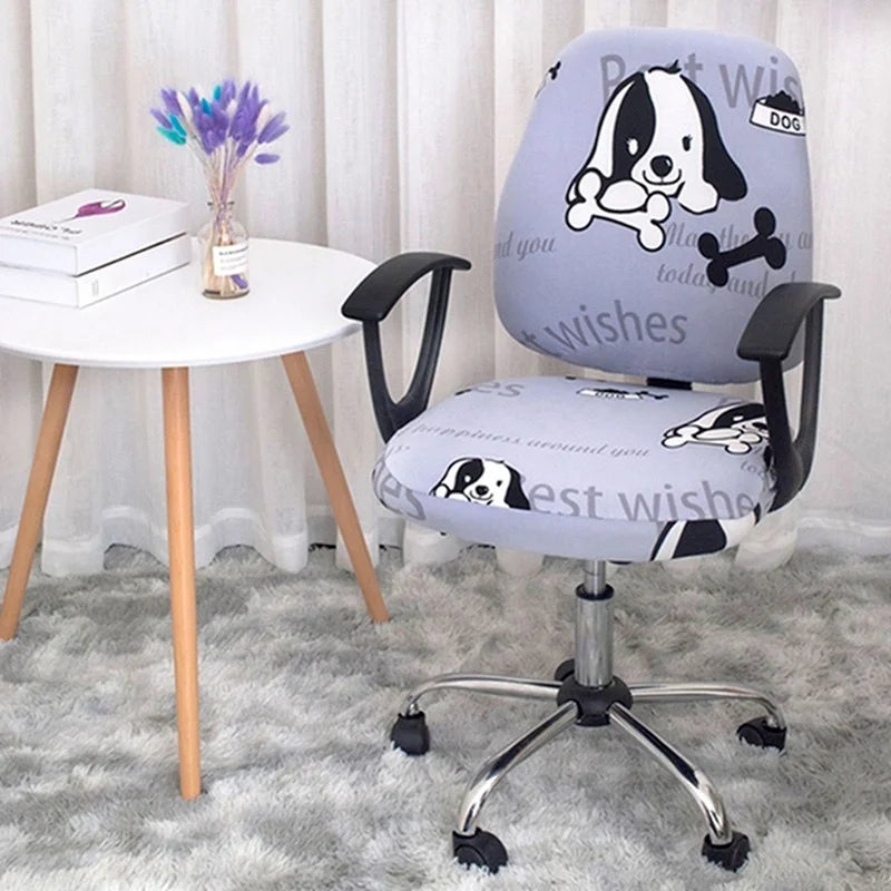 Afralia™ Printed Spandex Chair Cover: Universal Office Chair Protector for Comfort and Style