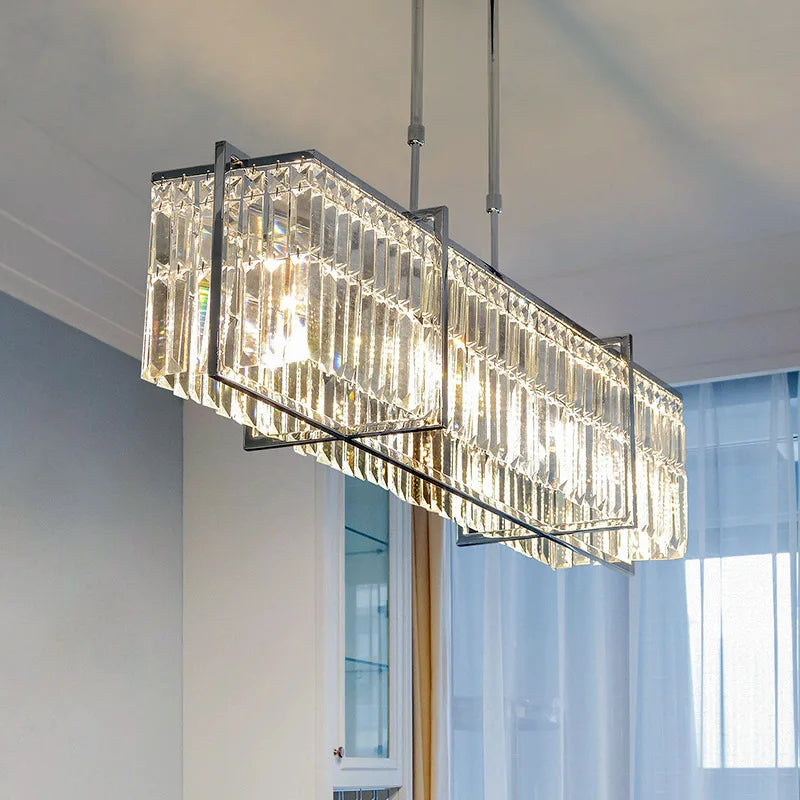 Afralia™ Crystal Chandelier: Modern Rectangular Lighting for Living Room, Dining Room, Bar