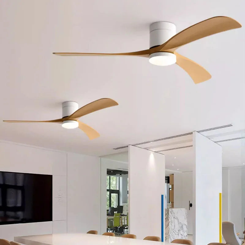 Modern Black/White ABS Blade Low Profile Ceiling Fan Light with Remote Control by Afralia™