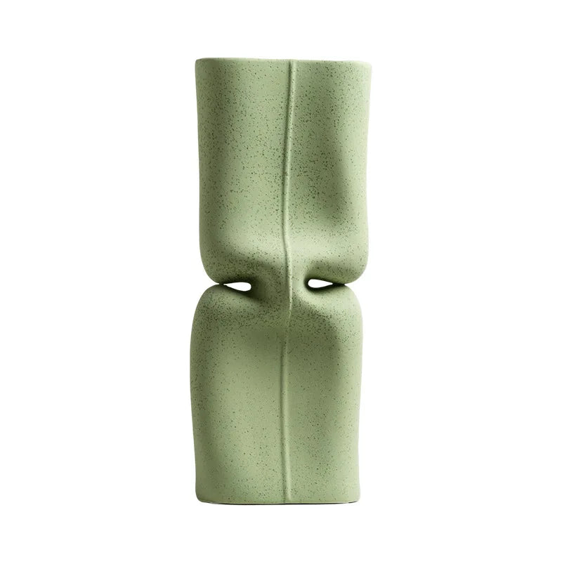 Afralia™ Green Hollow Ceramic Vase for Home Decor and Flower Arrangements