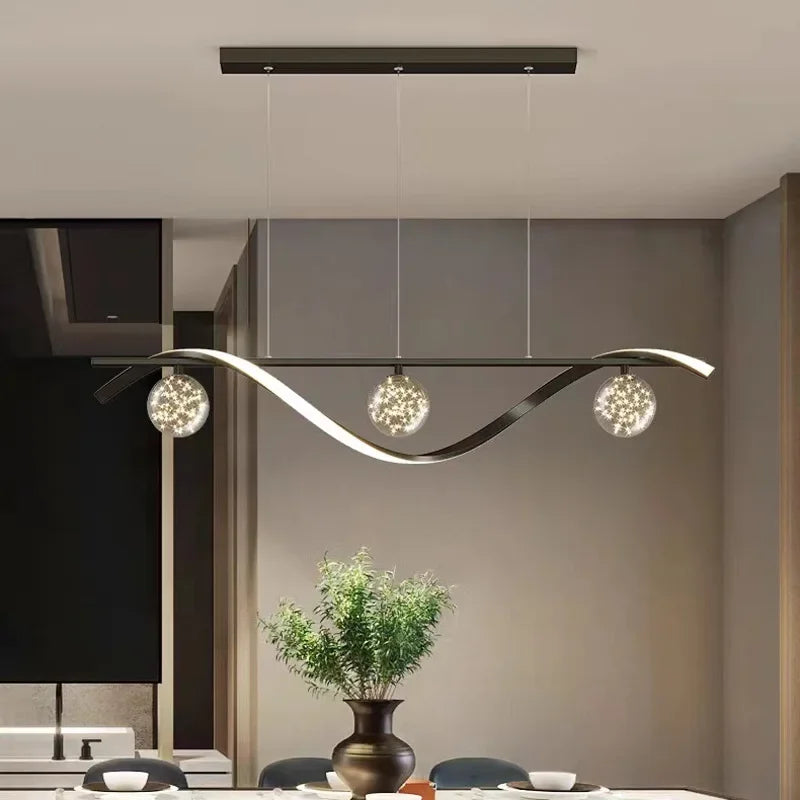 Afralia™ Glass Ball LED Chandelier Pendant Light for Modern Living and Dining Room