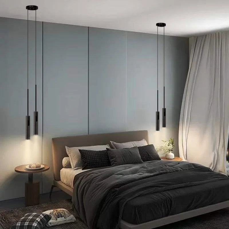 Afralia™ Black Chandelier: Nordic Minimalist Bedroom Bar Decor Hanging Lamp